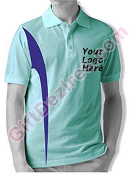 Designer Aqua Blue and Royal Blue Color Logo T Shirts